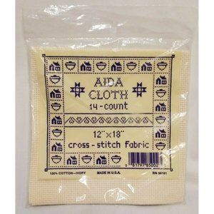 Ivory Cross Stitch AIDA Cloth Fabric 14 Count 12” x 18” 100% cotton 56181
